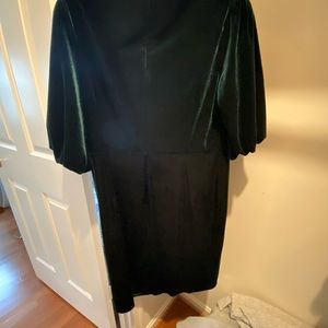 DKNY Green Velvet Faux wrap dress